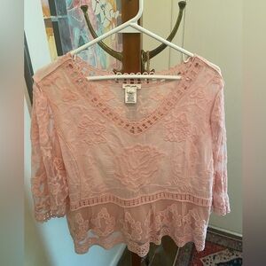 Peachy Pink Lace Top L